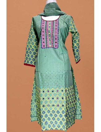 Cambridge Green Color Printed Embroidery Linen Salwar Suit (She Salwar 604)