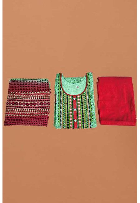 Magic Mint Green Color Embroidery Linen Salwar Suit (She Salwar 598)