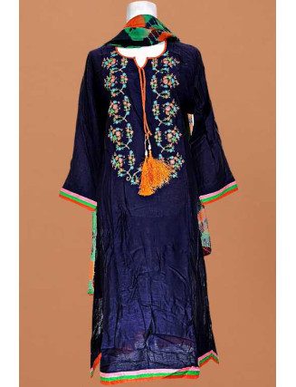 Midnight Blue Color Embroidery Linen Salwar Suit (She Salwar 600)