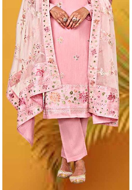 Pink Color Designer Embroidery Salwar Suit (She Salwar 633)