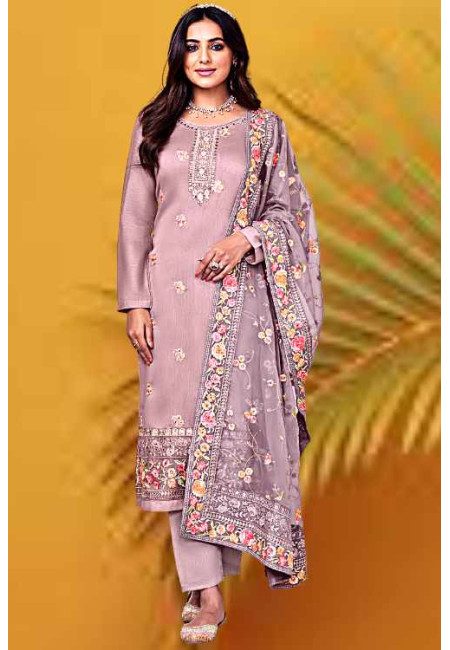 Lavender Color Designer Embroidery Salwar Suit (She Salwar 635)