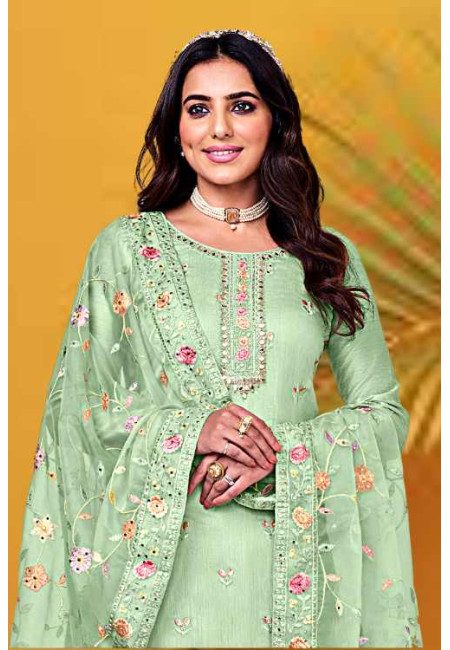Pastel Green Color Designer Embroidery Salwar Suit (She Salwar 636)