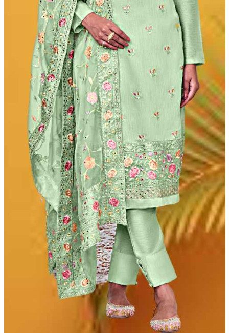 Pastel Green Color Designer Embroidery Salwar Suit (She Salwar 636)