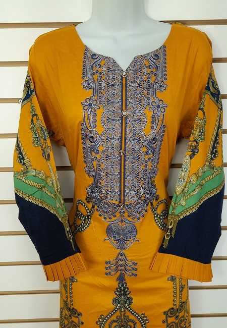 Mustard Color Luxury Pakistani Lawn Suit (She Salwar 562)
