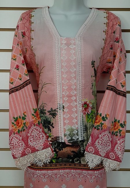 Light Peach Color Luxury Pakistani Lawn Suit (She Salwar 563)