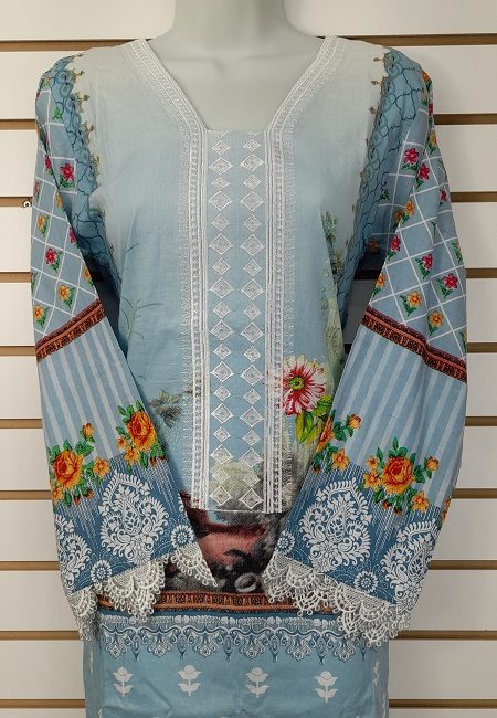Sky Blue Color Luxury Pakistani Lawn Suit (She Salwar 564)