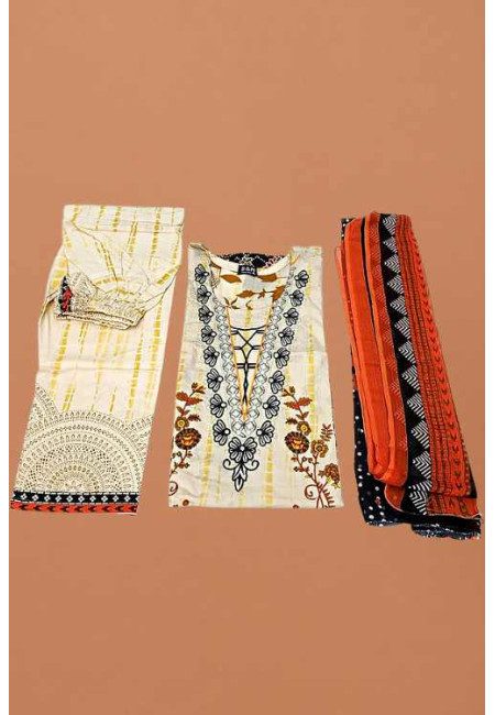 Cream Color Embroidery Pakistani Lawn Salwar Suit (She Salwar 616)