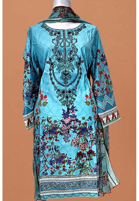 Sky Blue Color Embroidery Pakistani Luxury Lawn Salwar Suit (She Salwar 608)