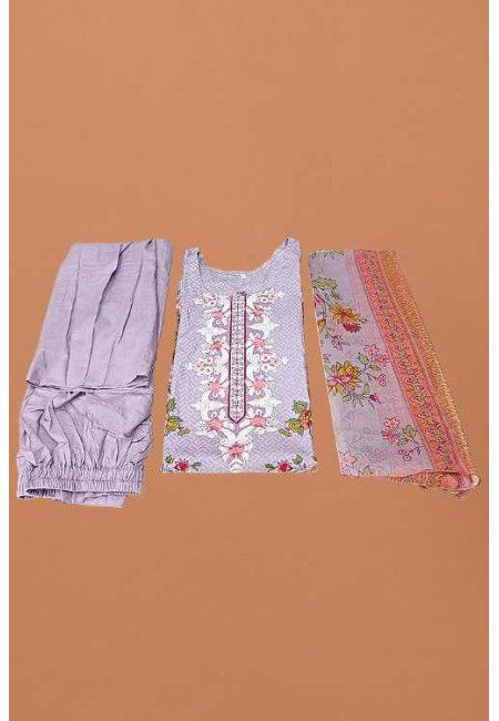 Mauve Color Embroidery Pakistani Luxury Lawn Salwar Suit (She Salwar 610)