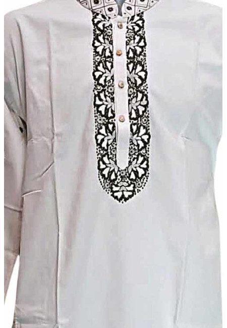 White Color Embroidery Cotton Punjabi (She Punjabi 686)