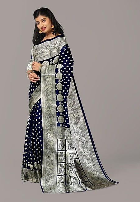 Navy Blue Color Designer Pure Banarasi Silk Saree (She Saree 1231)