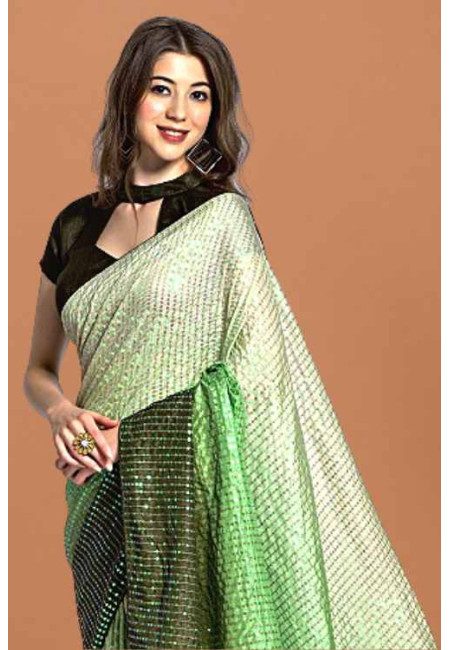 Green Color Designer Chinon Party Wear Saree (She Saree 1815)