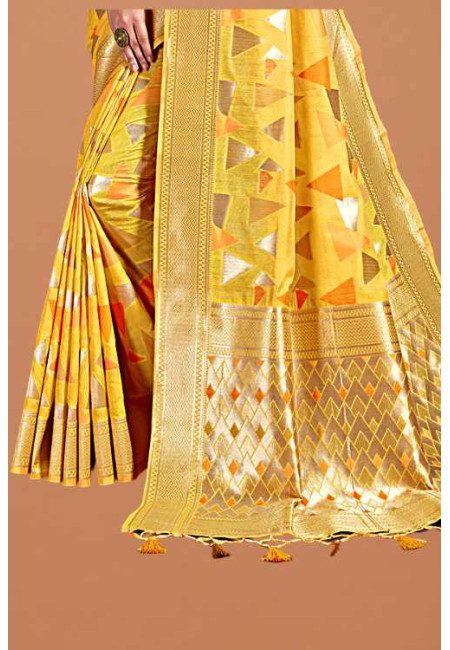 Yellow Color Fancy Kosha Silk Saree (She Saree 1981)
