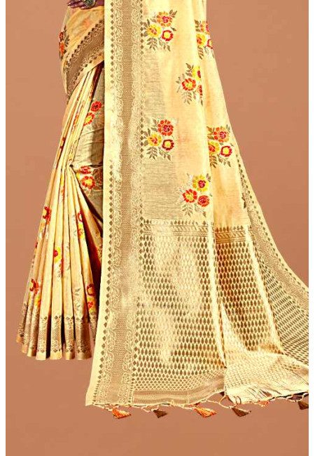 Beige Color Fancy Kosha Silk Saree (She Saree 1983)
