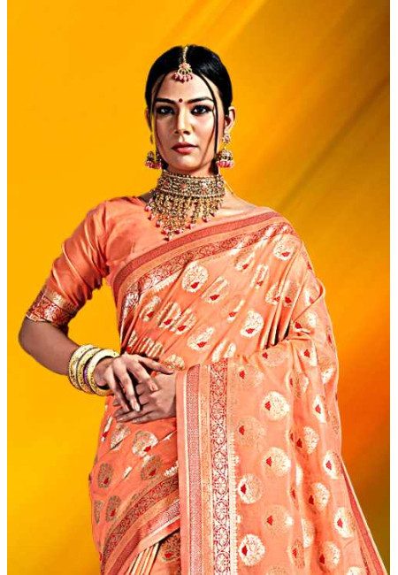 Peach Color Fancy Kosha Silk Saree (She Saree 1987)
