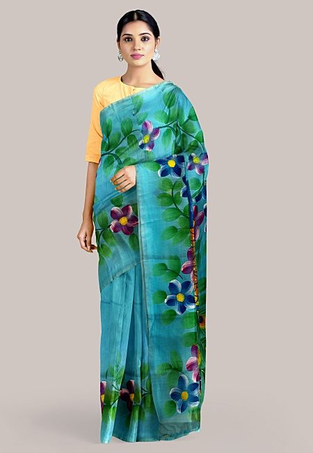 Feroji Color Hand Painted Cotton Silk Handloom Saree (She Saree 1246)