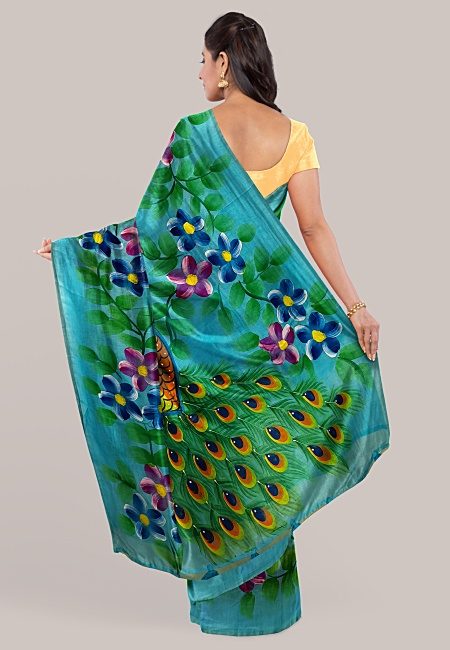 Feroji Color Hand Painted Cotton Silk Handloom Saree (She Saree 1246)
