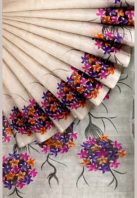Beige Color Hand Painted Cotton Silk Handloom Saree (She Saree 1243)