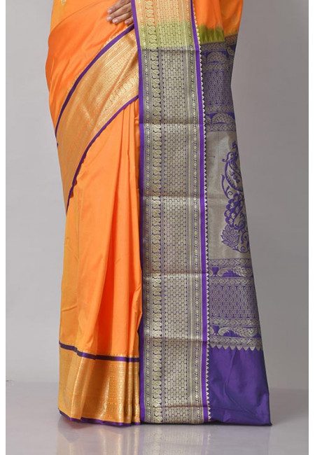 Mustard Color Contrast Kanjivaram Silk Saree (She Saree 1070)