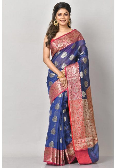 Deep Royal Blue Color Kora Silk Saree (She Saree 1074)
