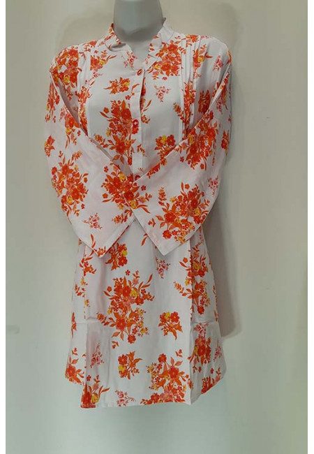 Off White Color Printed Linen Summer Top (She Top 531)
