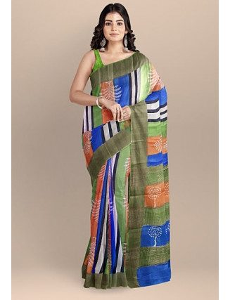 Multi Color Printed Pure Soft Tussar Silk Saree (She Saree 1059)