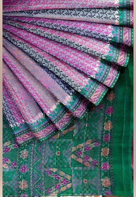 Multi Color Printed Contrast Pure Rajshahi Silk Saree (She Saree 1044)