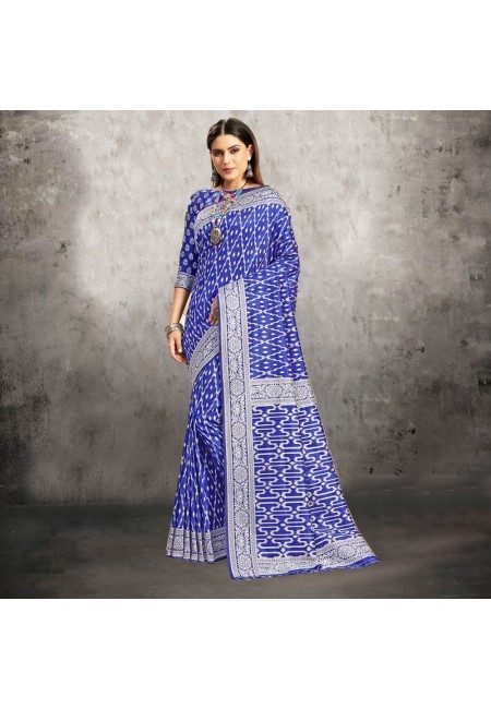 Blue Color Printed Silk Saree (She Saree 602)