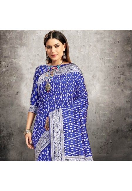 Blue Color Printed Silk Saree (She Saree 602)