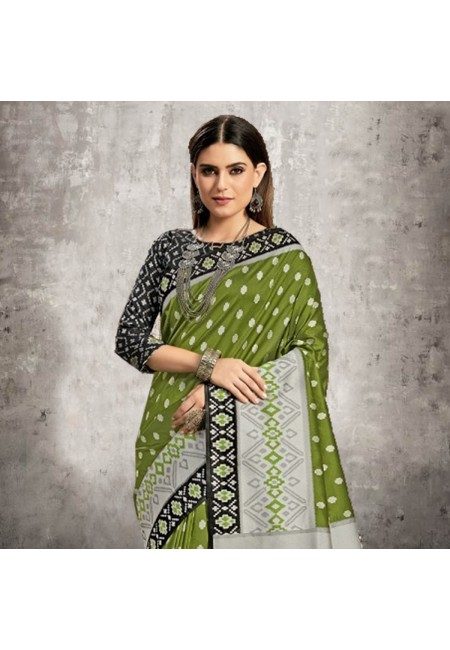 Green Color Printed Fancy Silk Saree (She Saree 613)