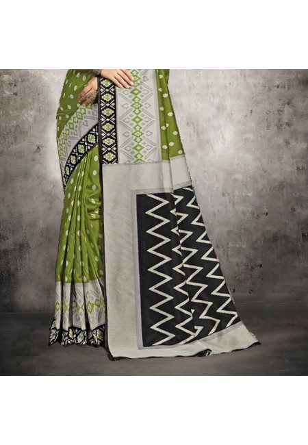 Green Color Printed Fancy Silk Saree (She Saree 613)