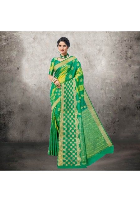 Green Color Bhagalpuri Silk Saree (She Saree 611)
