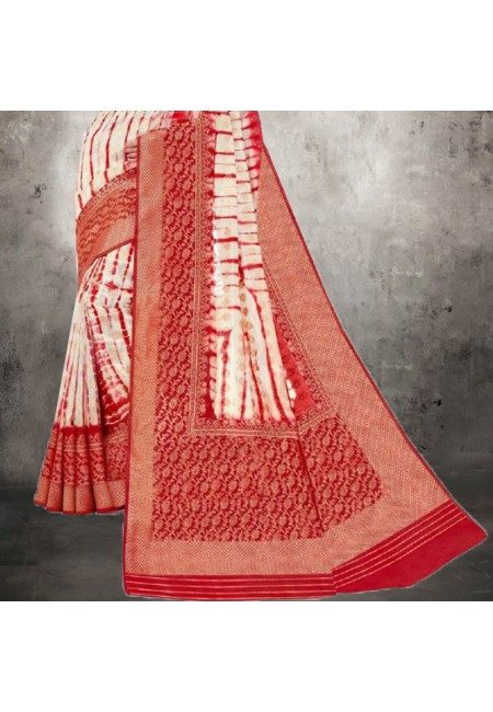 Off White Color Printed Bhagalpuri Silk Saree (She Saree 612)