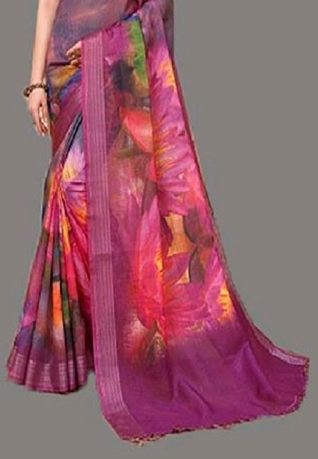 Magenta Color Linen Cotton Saree (She Saree 750)