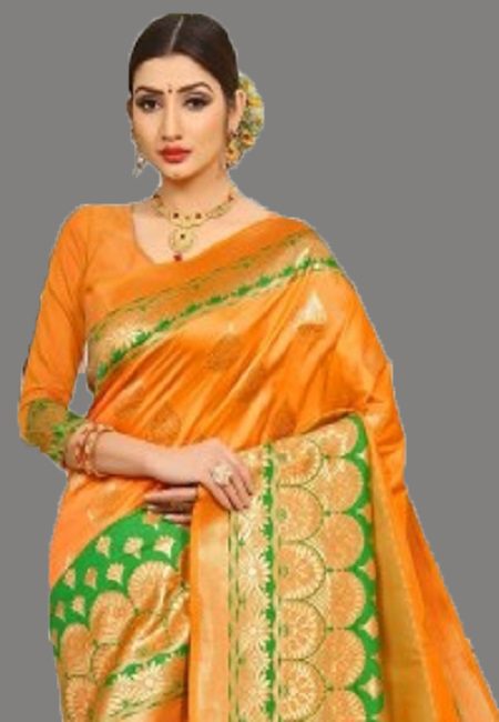 Orange Color Semi Katan Silk Saree (She Saree 688)