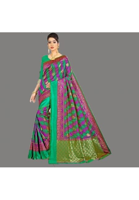 Multi Color Semi Katan Silk Saree (She Saree 690)