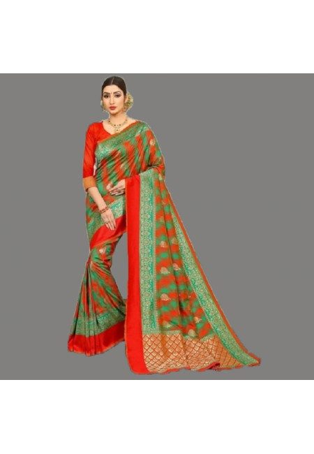 Multi Color Semi Katan Silk Saree (She Saree 691)