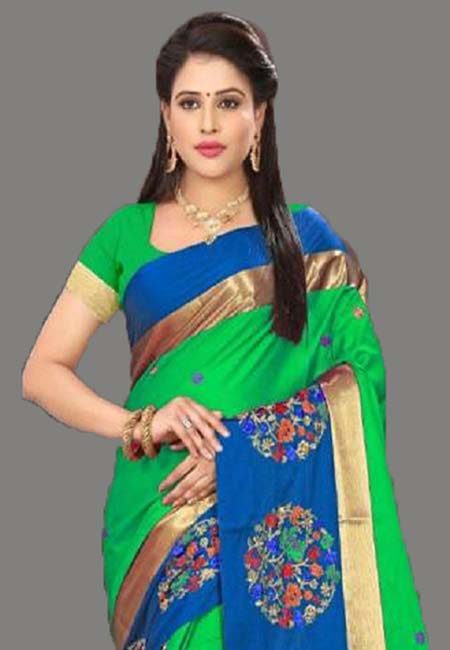 Parrot Green Color Cotton SIlk Saree (She Saree 755)