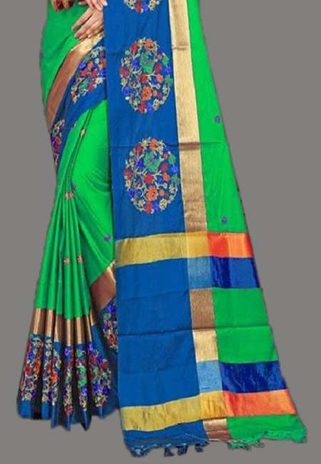 Parrot Green Color Cotton SIlk Saree (She Saree 755)