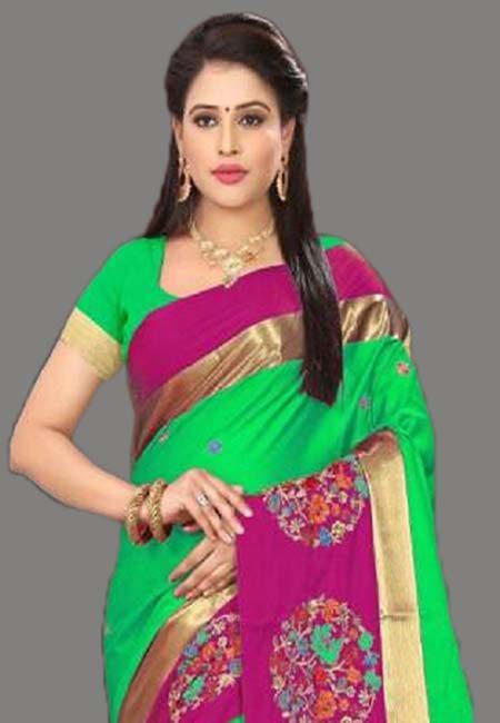 Parrot Green Color Cotton SIlk Saree (She Saree 760)