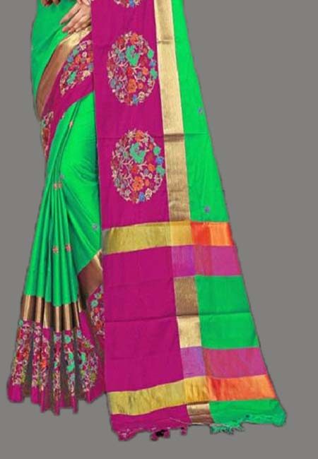 Parrot Green Color Cotton SIlk Saree (She Saree 760)