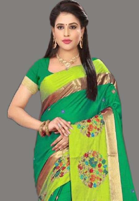 Deep Green Color Cotton SIlk Saree (She Saree 763)