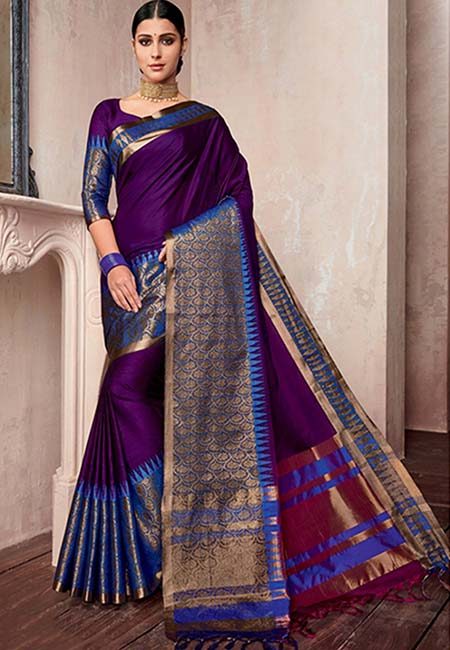Purple Color Handloom Cotton Saree (She Saree 734)