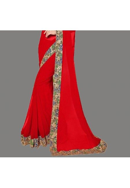 Red Color Designer Chiffon Saree (She Saree 668)