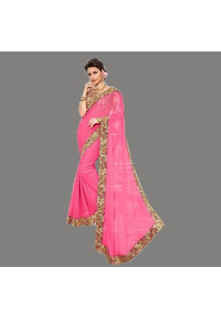 Pink Color Designer Chiffon Saree (She Saree 669)