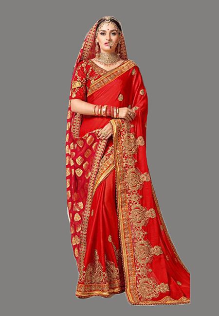 Red Color Designer Chiffon Saree (She Saree 635)
