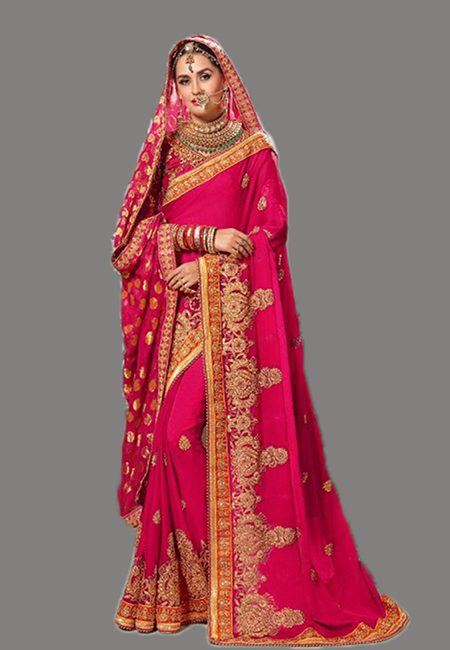 Fuchsia Pink Color Designer Chiffon Saree (She Saree 637)