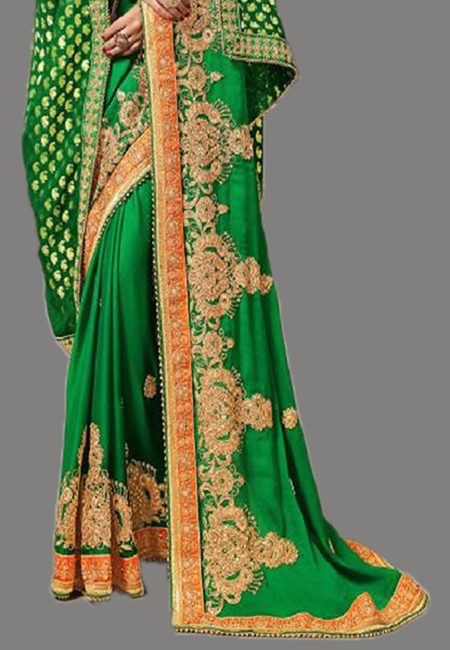 Green Color Designer Chiffon Saree (She Saree 639)