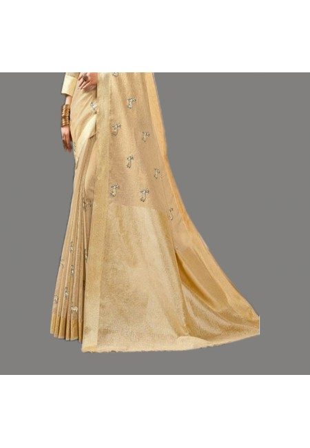 Beige Color Linen Cotton Saree (She Saree 575)