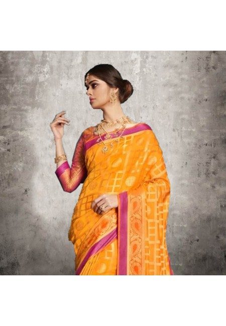 Orange Color Banarasi Silk Saree (She Saree 604)